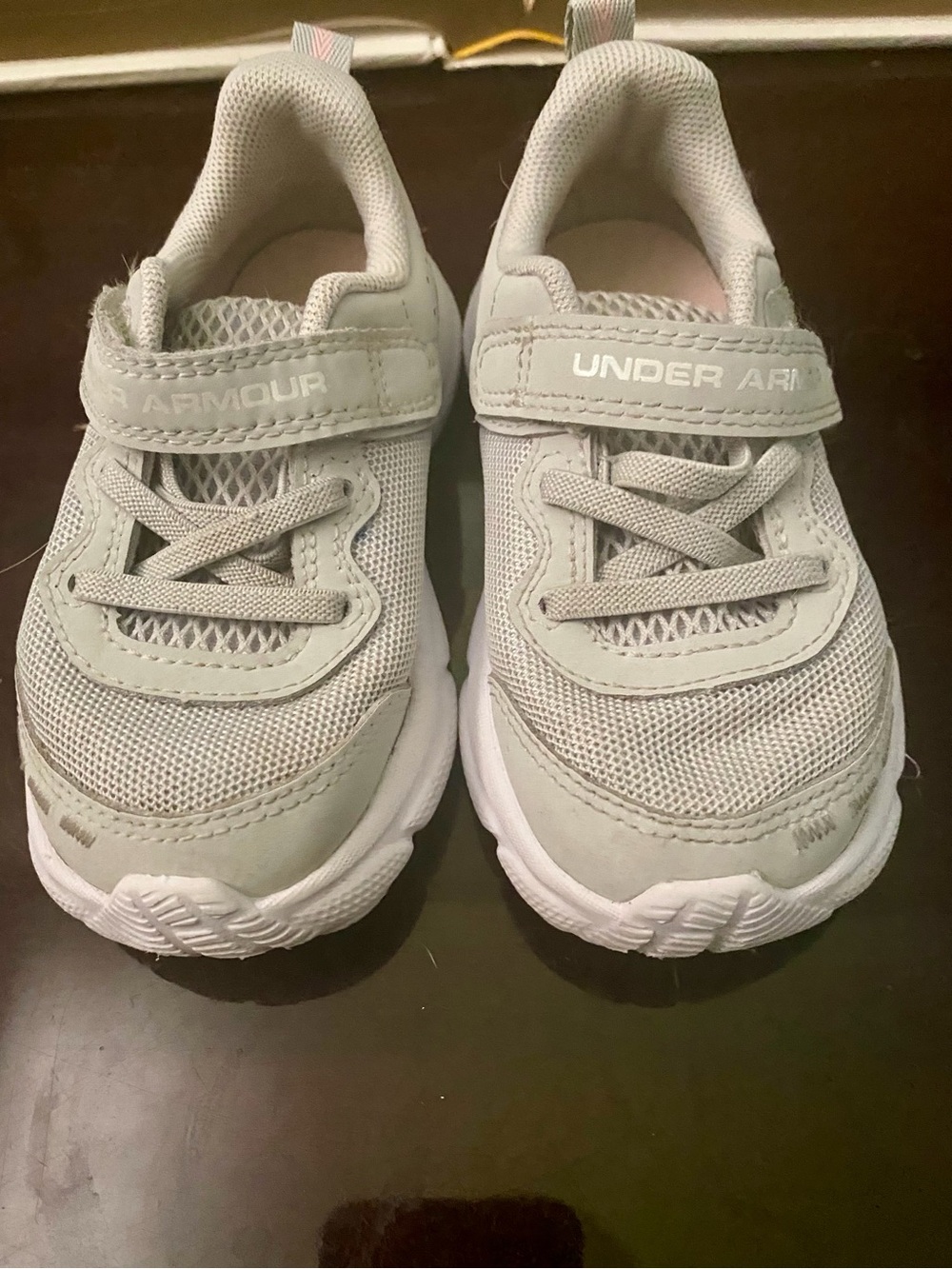 Under Armour Kids White Gray Athletic Sneakers